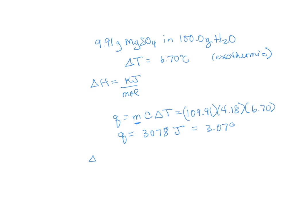 SOLVED: 9.91 g of MgSO₄ is placed into 100.0 mL of water. The water's ...