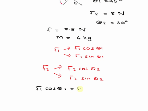 two-children-pull-a-third-child-on-a-snow-saucer-sled-exerting-forces-f1-and-f2-as-shown-from-above-in-the-figure-find-the-acceleration-magnitude-in-ms2-and-direction-in-degrees-counterclock-15055