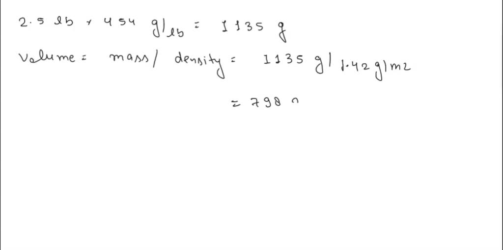 SOLVED: If the density of nitric acid is 24.1 g/mL, what is the volume ...