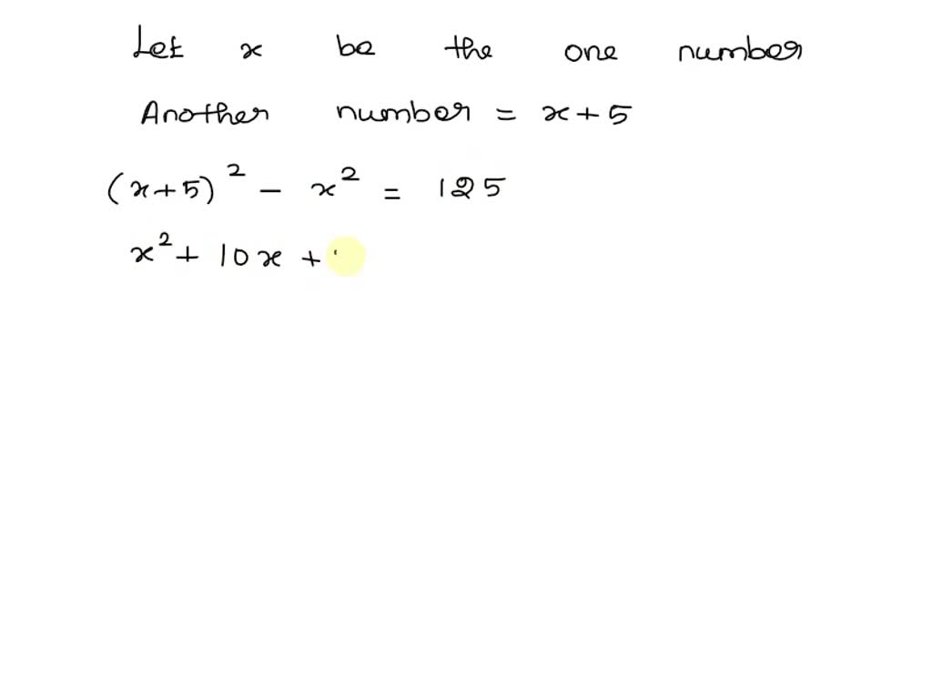 SOLVED: one number is 5 more than another the difference between their ...