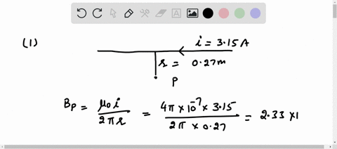 1-a-a-long-straight-wire-carries-current-i-315-a-that-is-to-the-left-as-shown-in-the-sketch-what-are-the-magnitude-and-direction-of-the-magnetic-field-due-to-the-wire-at-point-p-d-0270-m-bel-45454