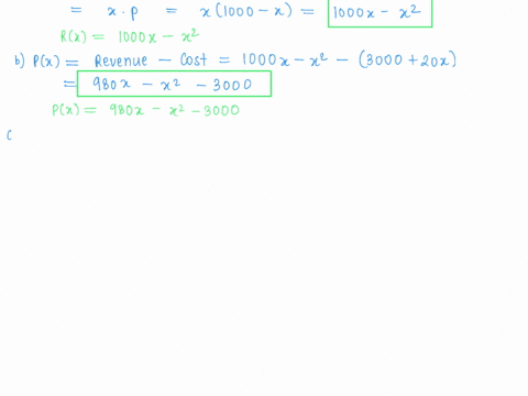 44-firm-determines-that-x-units-of-its-product-can-be-sold-daily-at-p-dollars-per-unit-where-1000-_-p-the-cost-of-producing-x-units-per-day-is-cx-3000-20x-find-the-revenue-function-rx-find-t-69998