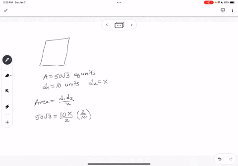 1-area-of-a-rhombus-is-503sq-units-one-ofits-diagonal-is-10-units-thena-find-the-length-of-its-other-diagonalb-using-the-diagonal-property-of-rhombus-and-theconcept-of-pythagoras-theorem-fin-30962