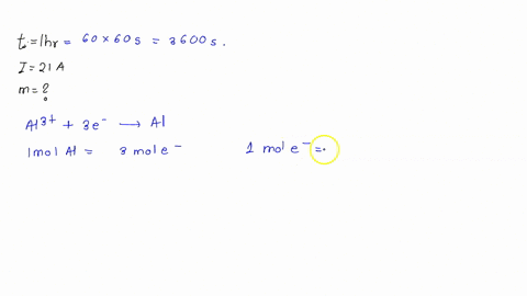 what-mass-of-aluminum-metal-can-be-produced-per-hour-in-the-electrolysis-of-a-molten-aluminum-salt-by-a-current-of-21-a-two-significant-figures-10997