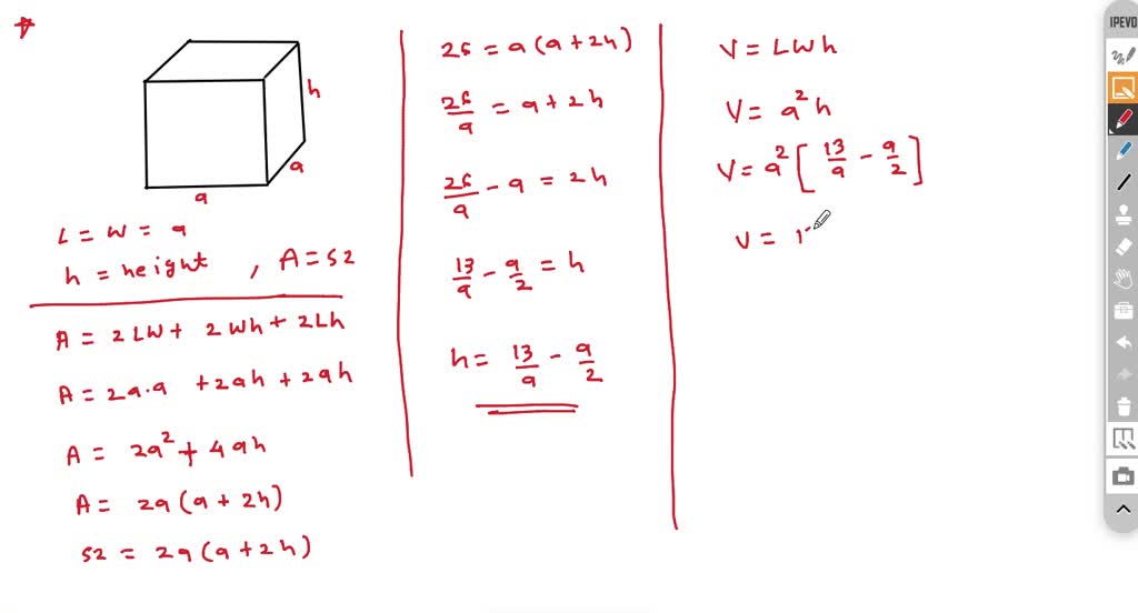 SOLVED Find the dimensions of a box with a square base with surface
