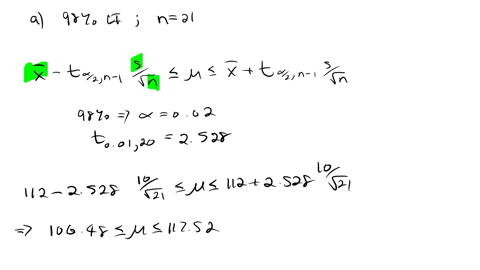 a-simple-random-sample-of-size-n-is-drawn-from-a-population-that-is-normally-distributed-the-sample-mean-x-is-found-to-be-112-and-the-sample-standard-deviation-s-is-found-to-be-10-a-construc-66688