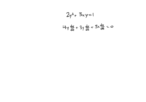 a-find-dydx-b-find-all-points-xy-on-the-curve-where-the-line-tangent-to-the-curve-has-a-slope-of-34-c-let-x-and-y-be-functions-of-time-tethys-are-related-by-the-equation-2y2-3xy-1-at-time-t3-the-value