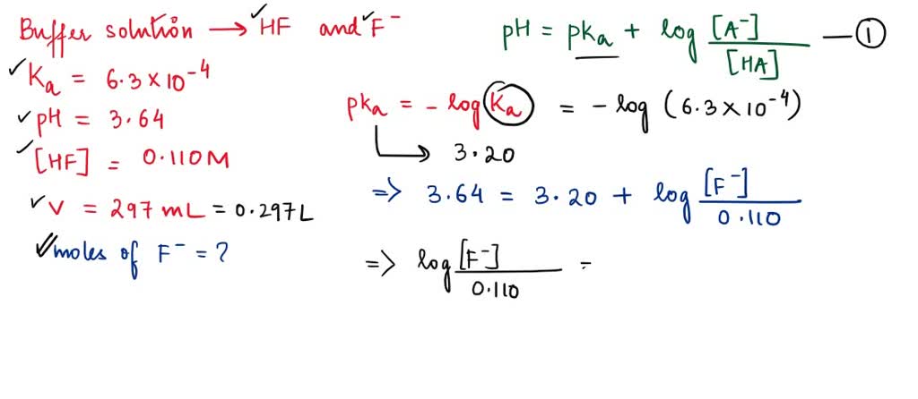 SOLVED: Consider a buffer solution comprised of HF and F-. The Ka of HF ...