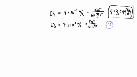 2ltwo-spherical-molecules-a-and-b-were-found-to-have-diffusivities-of-4-x-10-1ms-and-8-x-10-1ms-respectively-in-a-particular-medium-which-molecule-has-the-larger-diameter-and-by-what-percent-99119