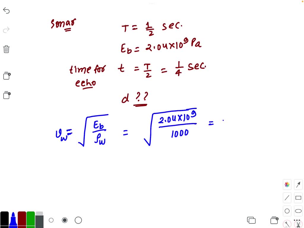 A sonar transmitter operates at 2 impulses per second. If the device is ...