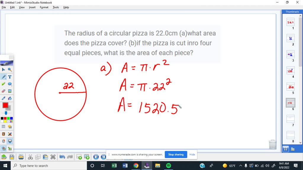 SOLVED: The radius of a circular pizza is 22.0cm (a)what area does