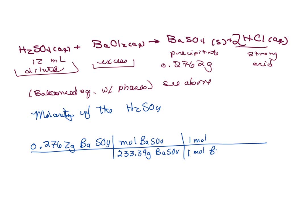 SOLVED A dilute solution of sulfuric acid (12 mL) was treated with an excess of an aqueous