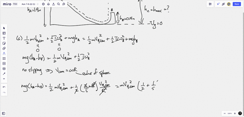 a-150-kg-solid-uniform-sphere-of-radius-0200-m-is-released-from-rest-at-point-a-in-the-figure-below-its-center-of-gravity-a-distance-of-190-m-above-the-ground-the-sphere-rolls-without-slippi-71065