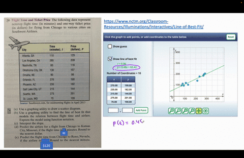 the-following-data-represent-nonstop-flight-time-in-minutes-and-one-way-ticket-price-in-dollars-for-80447