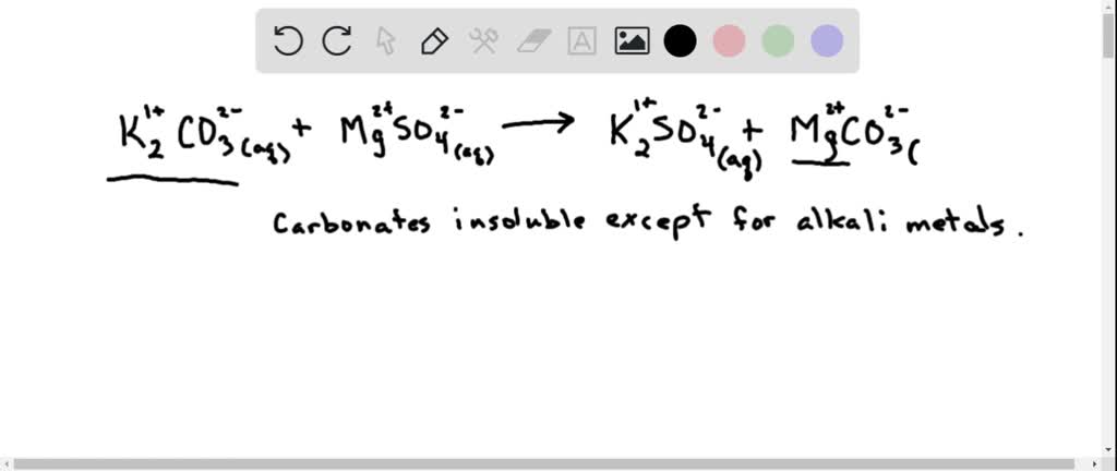 Solved Write The Complete Ionic Equation For The Reaction When Solutions Of Potassium Carbonate