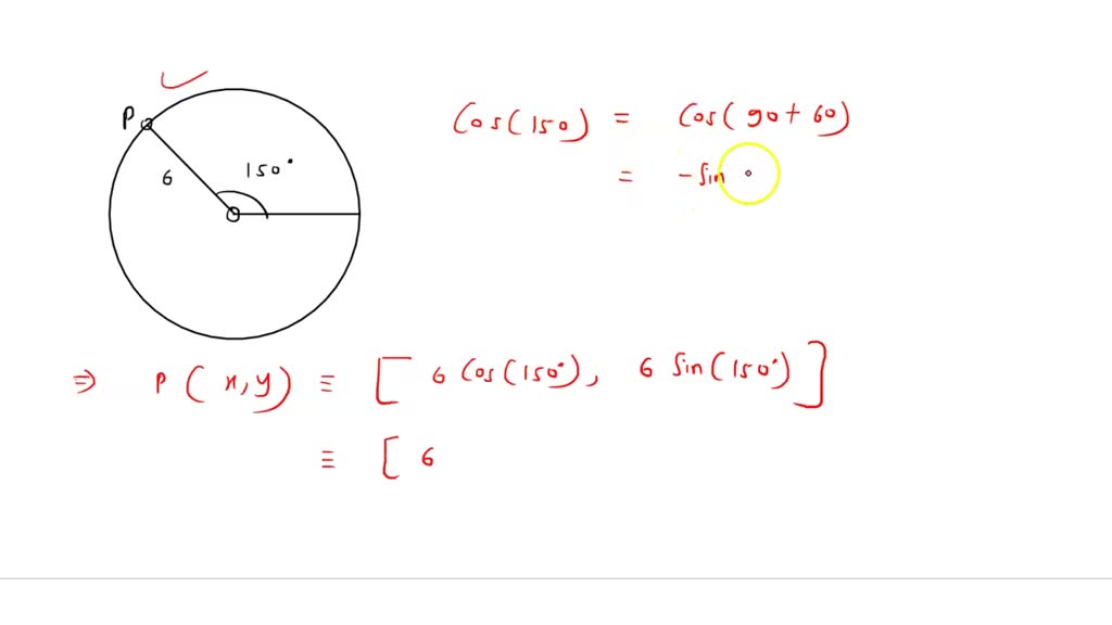 Find the coordinates of the Point P on the circumference of the circle ...