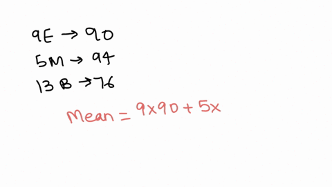 the-mean-scores-for-students-in-a-statistics-course-by-major-are-shown-below-what-is-the-mean-score-for-the-class-9-engineering-majors-90-5-math-majors-94-13-business-majors-76-the-classs-me-89444