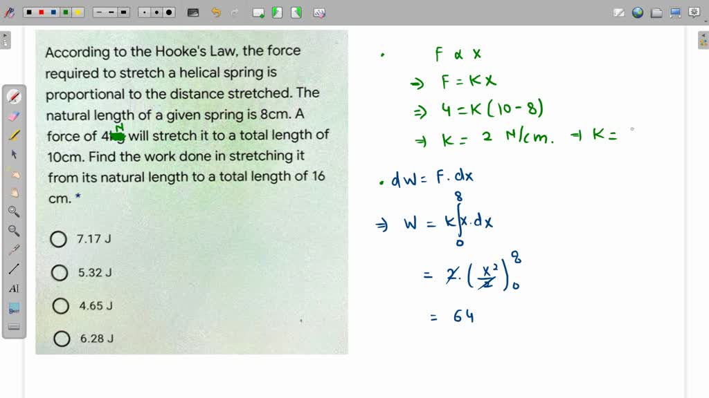 SOLVED: According to Hooke's Law, the force required to stretch a ...