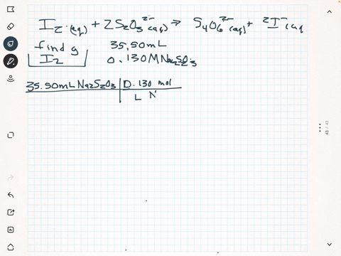 iodine-i2-reacts-with-aqueous-thiosulfate-ion-in-neutral-solution-according-to-the-balanced-equation-i2aq2s2o23aqs4o26aq2iaq-a-how-many-grams-of-i2-are-present-in-a-solution-if-3550-ml-of-01-79944