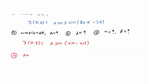 a-wave-travelling-along-a-string-is-described-by-yx-t-0005-sin-800-x-30-t-e-a-the-amplitude-b-the-wavelength-and-c-the-period-and-frequency-of-the-wave