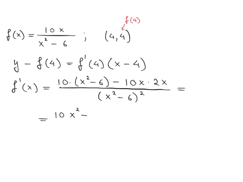 find-an-equation-of-the-tangent-line-to-the-graph-of-the-following-function-f-at-the-specified-point-fx-10x-x2-6-4-4-y-92205