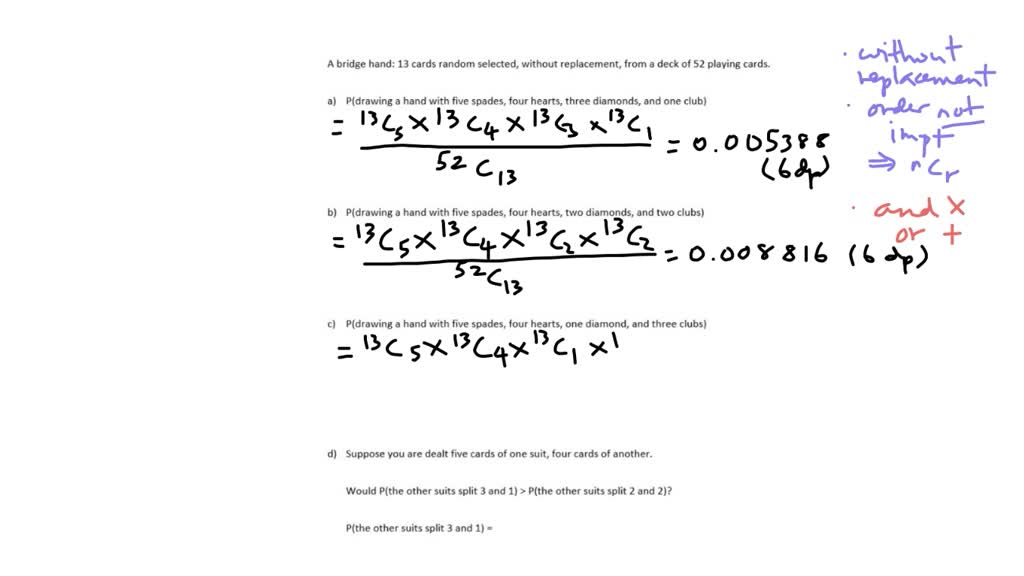 SOLVED: 1.2-13. A Bridge Hand Is Found By Taking 13 Cards At Random And ...