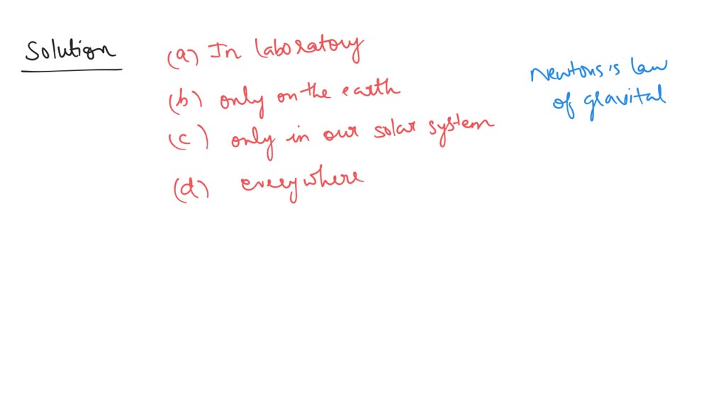 SOLVED: Newton's law of gravitation is valid (a) in laboratory (b) only ...
