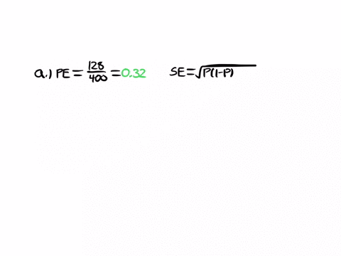 a-simple-random-sample-of-400-individuals-provides-128-yes-responses-a-what-is-the-point-estimate-of-the-proportion-of-the-population-that-would-provide-yes-responses-b-what-is-your-estimate-47028