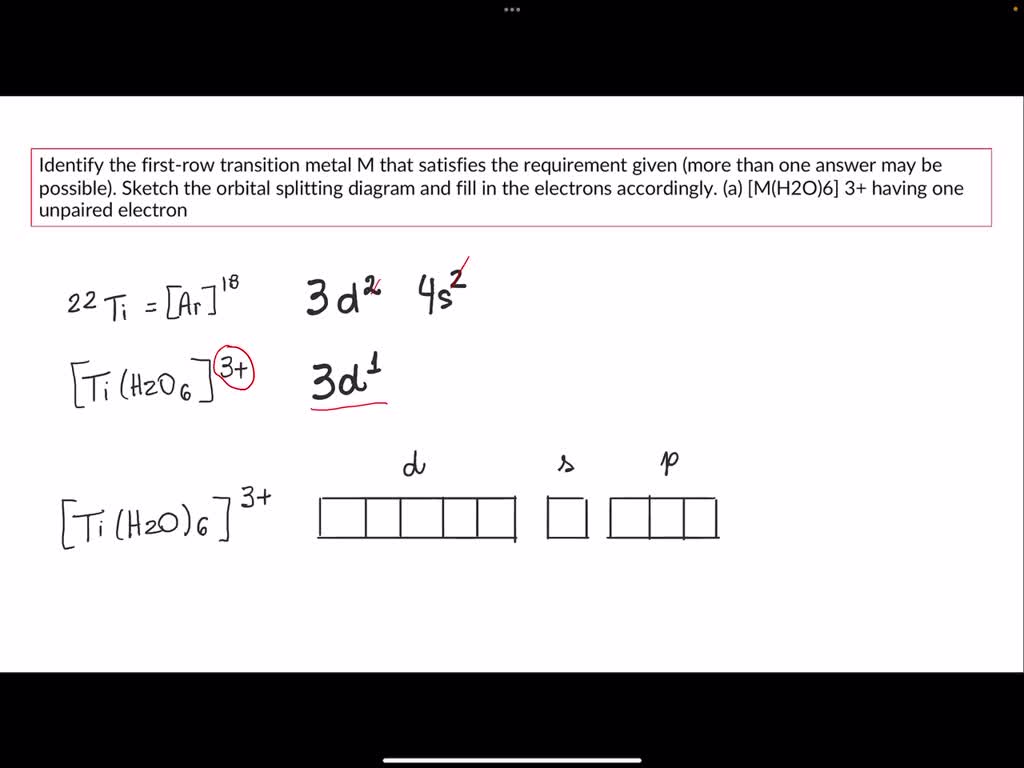 SOLVED Identify the first row transition metal M that satisfies