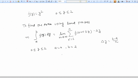use-the-limit-process-to-find-the-area-of-the-region-between-the-graph-of-the-function-and-the-y-axis-over-the-given-y-interval-fky-y2-0-y-2-02738