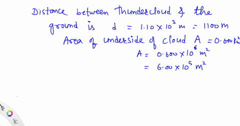 a-thundercloud-is-110e03m-above-the-ground-determine-considering-the-cloud-and-the-ground-beneath-it-as-a-plate-capacitor-and-neglecting-fringe-effects-the-capacitance-between-the-ground-and-the-cloud