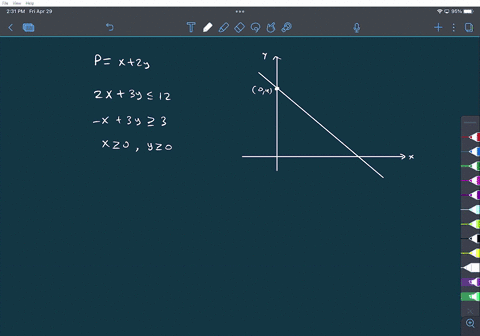 use-the-method-of-this-section-to-solve-the-linear-programming-problem-maximize-p-x-2y-subject-to-2x-3y-12-x-3y-x-2-0y-the-maximum-is-p-at-xy-83086