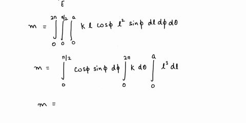 find-the-mass-and-center-of-mass-of-a-solid-hemisphere-of-radius-a-if-the-density-at-any-point-is-pr-47208