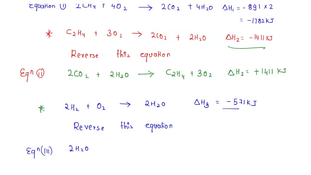 SOLVED: Determine the enthalpy of the reaction: 2CH4 â†’ 2H2 + C2H4 ...