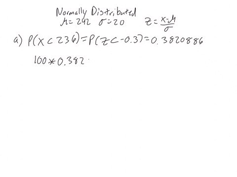 suppose-the-lengths-of-the-pregnancies-of-certain-animal-are-approximately-normally-distributed-with-mean-242-days-and-standard-deviation-20-days-complete-parts-a-through-f-below-a-what-is-t-56142