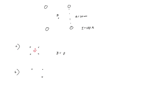 four-long-parallel-power-lines-each-carry-100-a-currents-a-cross-sectional-diagram-of-these-lines-4-24047
