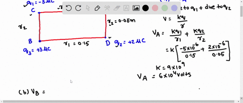 in-the-rectangle-in-the-figure-the-sides-have-lengths-50-cm-and-15-cm-q1-50-cand-q20-c-with-v-qat-infinity-what-is-the-electric-potential-at-a-corner-a-and-b-corner-b-c-how-much-work-is-requ-90704
