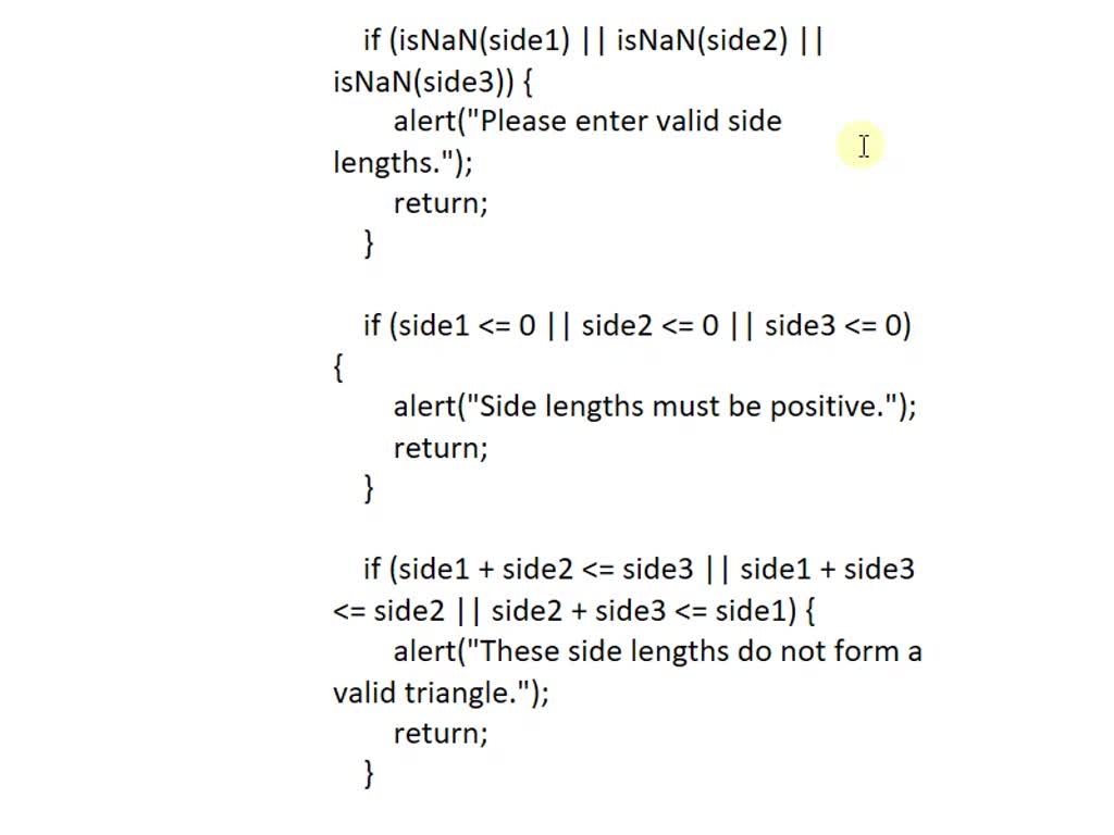 SOLVED: Javascript program to check whether the given triangle is ...