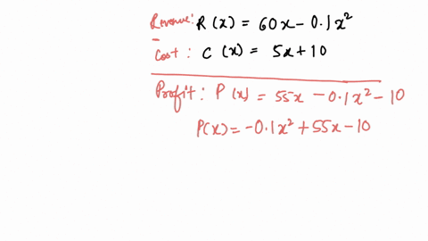 find-the-maximum-profit-and-the-number-of-units-that-must-be-produced-and-sold-in-order-to-yield-the-maximum-profit-assume-that-revenue-rx-and-cost-cx-of-producing-x-units-are-in-dollarsrx60-47889