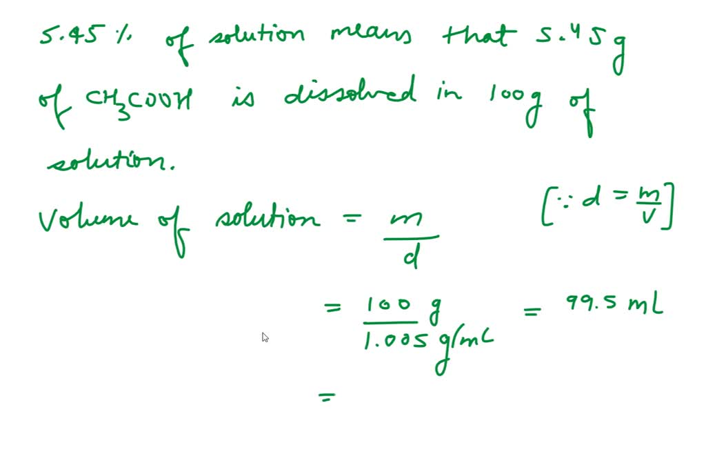 The mass percent of acetic acid (CH3COOH) in a bottle of vinegar is 5.