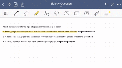 match-each-situation-to-the-type-of-speciation-that-is-likely-to-occur-1-small-groups-become-spread-out-over-many-different-islands-with-different-habitats-2-a-behavioral-change-prevents-int-05185