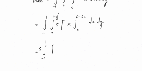 find-the-massthe-momentsand-the-center-of-mass-of-the-solid-e-with-the-given-density-function-eisbounded-by-the-paraboliccylinderz1-yand-the-planesx6z6x0andz0pxyz5-mxy-2y3-93091