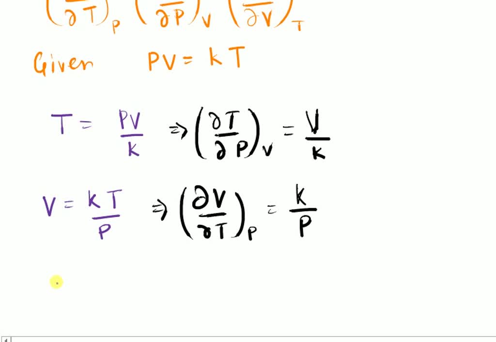 SOLVED 2. The ideal gas law for a confined gas has the formula PV = kT