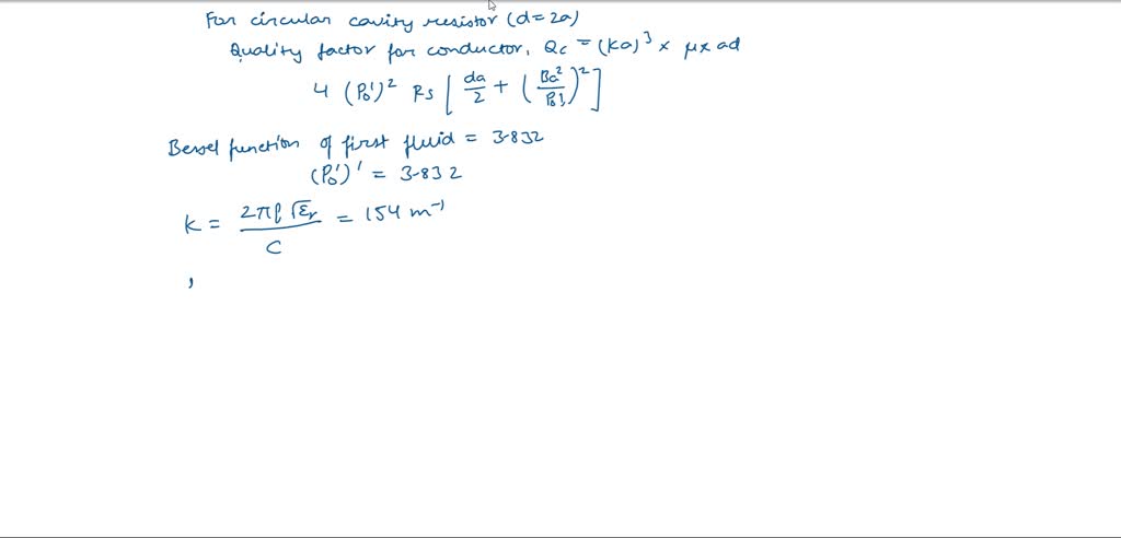 SOLVED: Design a circular cavity resonator tO operate in the TE, mode ...