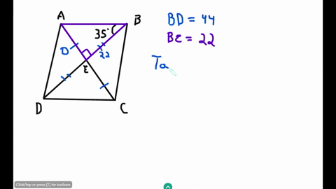 14-rhombus-abcd-is-shown-below-with-diagonals-bd-and-ac-intersecting-point-e-such-that-mlabd-35-shown-if-bd-44-then-determine-the-length-of-ac-the-nearest-tenth-2-points-determine-the-perime-79746
