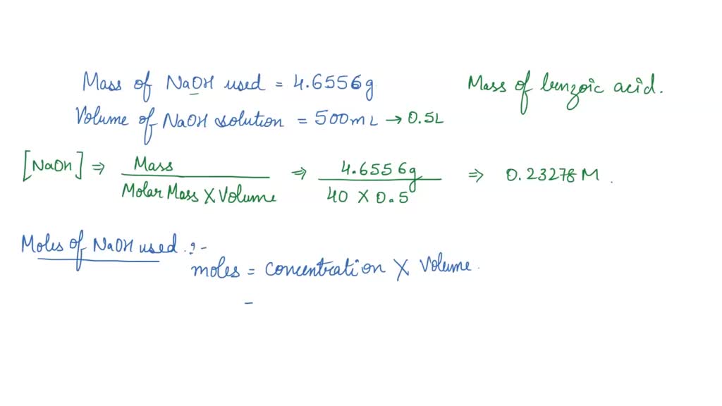 SOLVED 'An unknown mass of benzoic acid is titrated to the end point