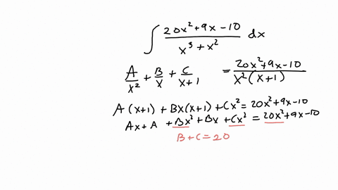 use-partial-fractions-to-find-the-indefinite-integral-remember-to-use-absolute-values-where-appropriate-use-c-for-the-constant-of-integration-20x2-9x-10-x3-x2-dx-27734
