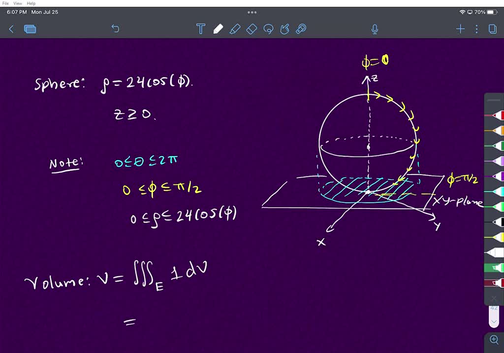 Solved Use Spherical Coordinates To Find The Volume Of The Region Bounded By The Sphere P 24 6456