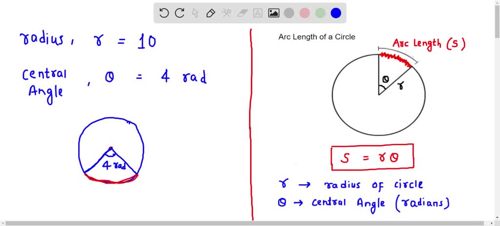 SOLVED: In a circle whose radius is 10, what is the length of the arc ...