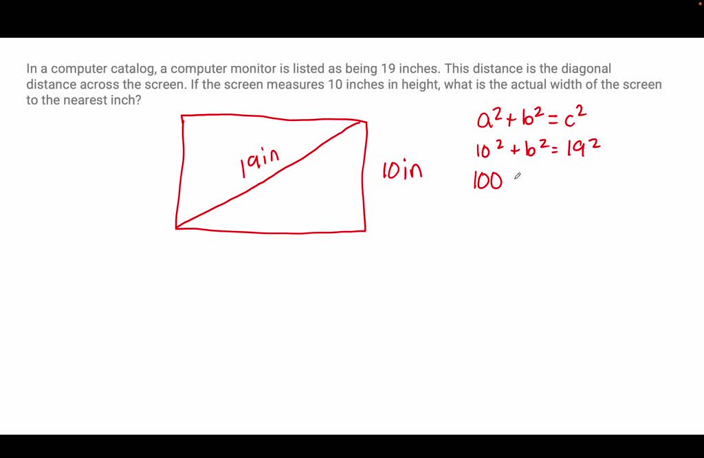 19 inch monitor width height